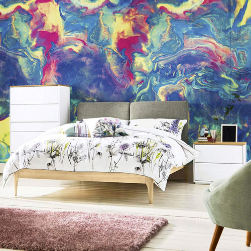 Blue and Green Abstract Peel and Stick Removable Wall Mural 5136