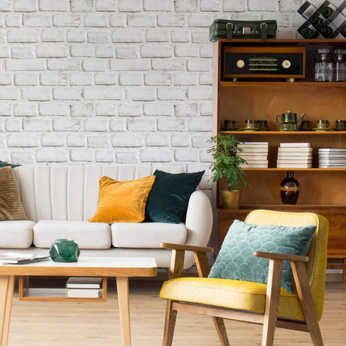 Beige Faux Brick Peel and Stick Removable Wallpaper 9441