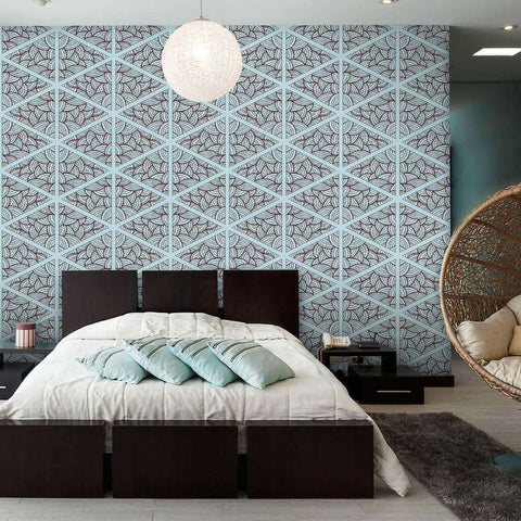 Blue and Charcoal Pattern Geometric Peel and Stick Removable Wallpaper