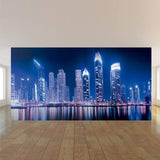 Blue and Purple City Landscape Peel and Stick Removable Wall Mural 5417