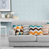 Blue Floral Geometric Peel and Stick Removable Wallpaper