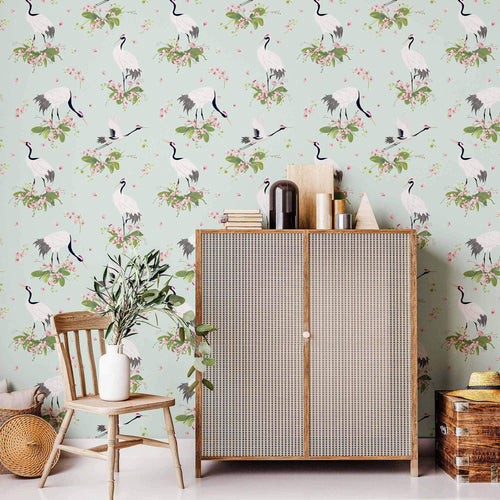 vintage color palette of muted blue and pink removable wallpaper