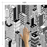 Black and White City Themed Peel and Stick Removable Wallpaper