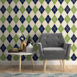 Blue and Green Geometric Peel and Stick Removable Wallpaper