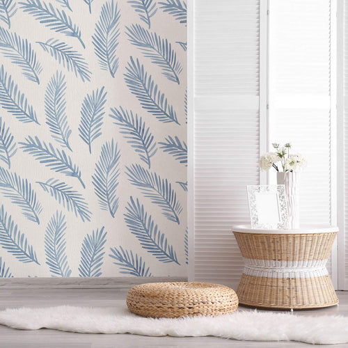 Blue Botanical Floral Peel and Stick Removable Wallpaper 8265