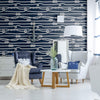 Blue and White Line Nautical Peel and Stick Removable Wallpaper