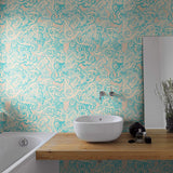 Beige and Blue Fish Nautical Peel and Stick Removable Wallpaper