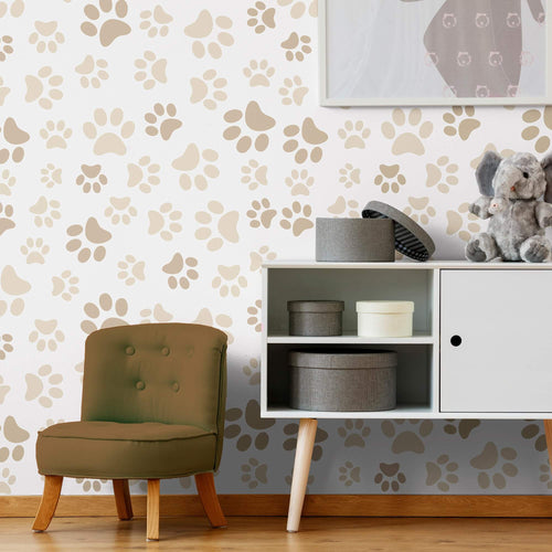Beige and Tan Animal Children Peel and Stick Removable Wallpaper