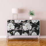 Black and White Floral Peel and Stick Removable Wallpaper