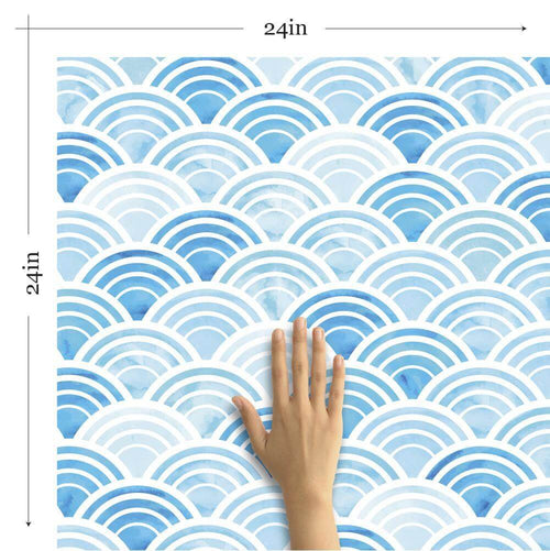 Blue and White Circles Geometric Peel and Stick Removable Wallpaper