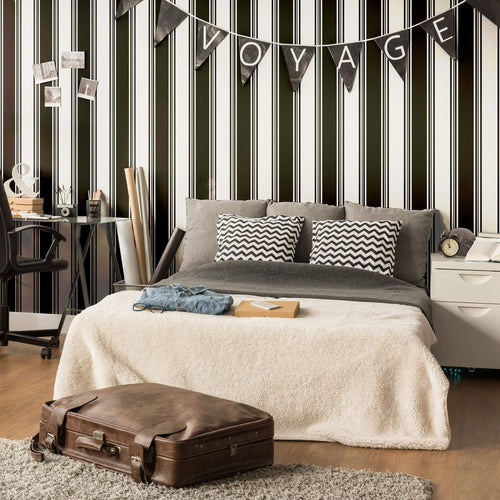 Black Striped Peel and Stick Removable Wallpaper