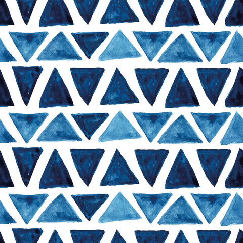 Blue and White Triangles Geometric Peel and Stick Removable Wallpaper