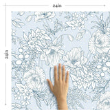 Blue and White Floral Floral Peel and Stick Removable Wallpaper