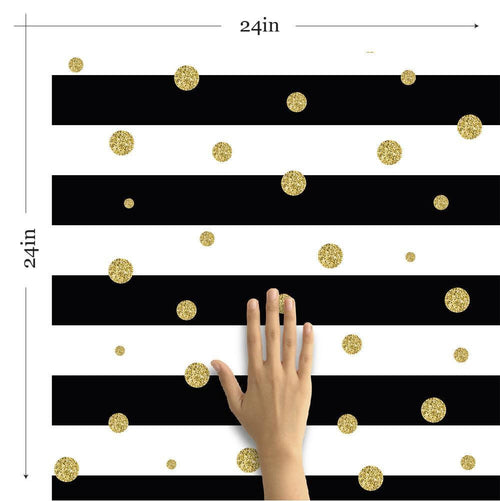 Black and Gold Striped Peel and Stick Removable Wallpaper