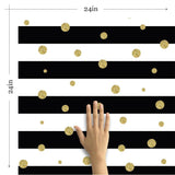 Black and Gold Striped Peel and Stick Removable Wallpaper