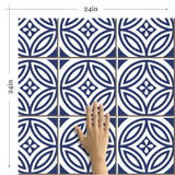 Blue and White Tile Tile Adhesive Peel and Stick Removable Wallpaper