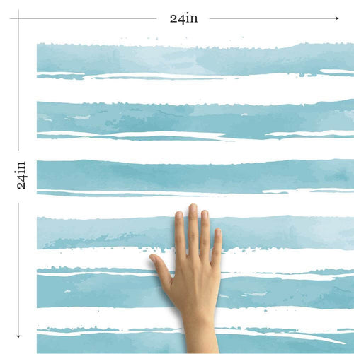 Blue and White Striped Peel and Stick Removable Wallpaper