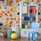 Beige and Black Sports Children Peel and Stick Removable Wallpaper