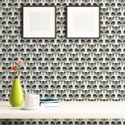 Black and Grey Animals Baby Peel and Stick Removable Wallpaper