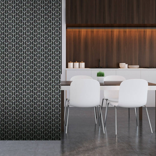Black Pattern Geometric Peel and Stick Removable Wallpaper