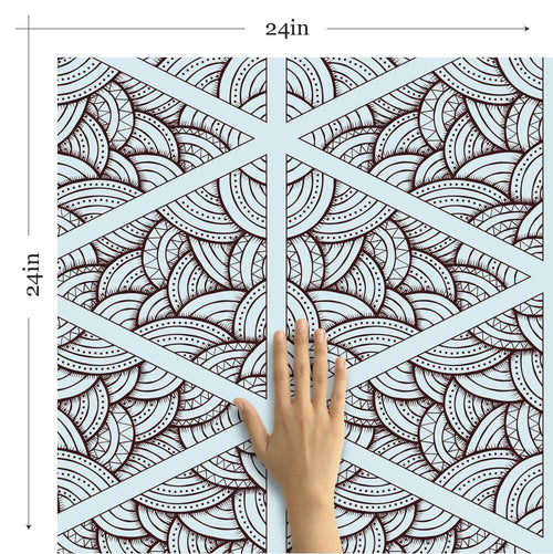 Blue and Charcoal Pattern Geometric Peel and Stick Removable Wallpaper