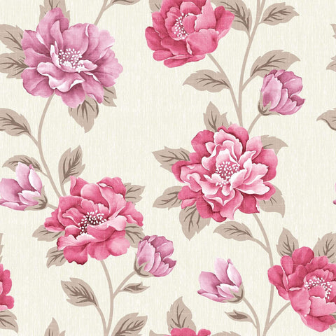 Beige Exotic Floral Peel and Stick Removable Wallpaper