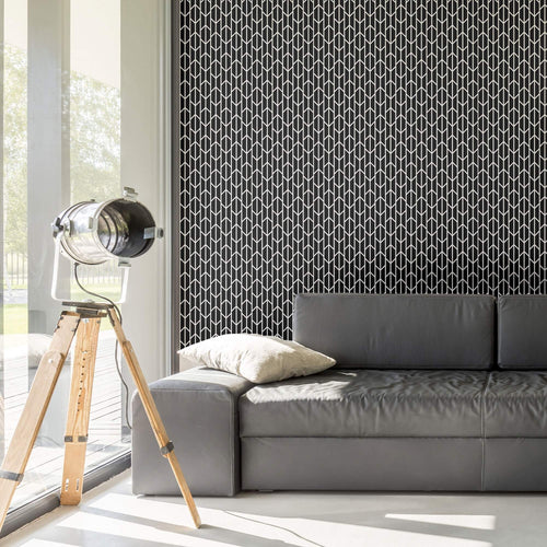 Black Pattern Geometric Peel and Stick Removable Wallpaper