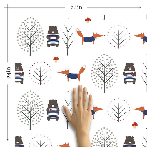 Blue and Orange Animals Baby Peel and Stick Removable Wallpaper