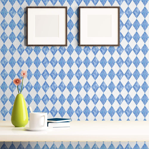 Blue and White Textured Peel and Stick Removable Wallpaper