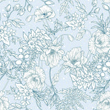 Blue and White Floral Floral Peel and Stick Removable Wallpaper