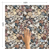 Blue and Brown Stone Texture Peel and Stick Removable Wallpaper