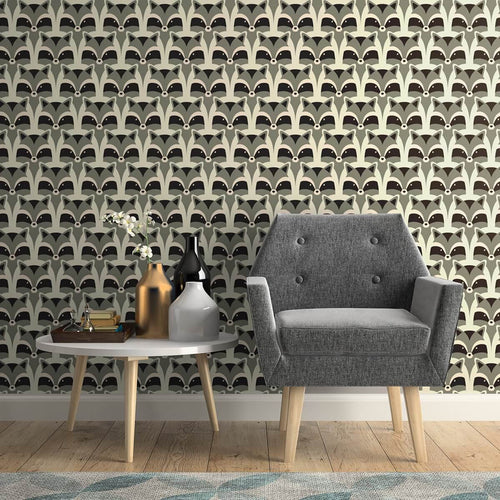 Black and Grey Animals Baby Peel and Stick Removable Wallpaper