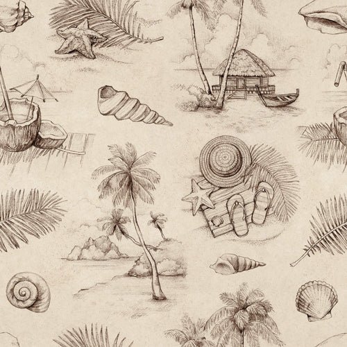 Beige Tropical Nautical Peel and Stick Removable Wallpaper