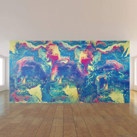 Blue and Green Abstract Peel and Stick Removable Wall Mural 5136