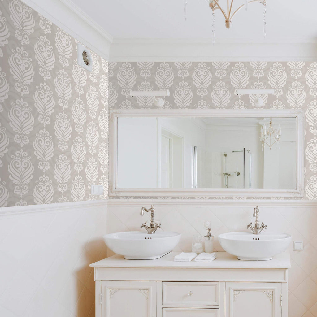 Beige Damask Removable Wallpaper | Walls By Me