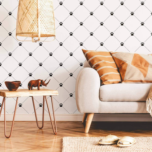 Black and White Dog Peel and Stick Removable Wallpaper