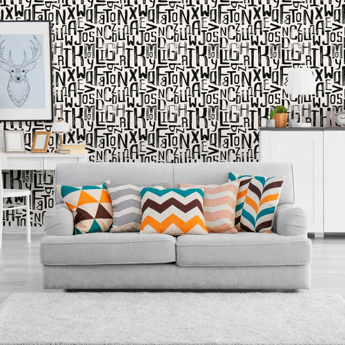 Black and White Art Deco Themed Peel and Stick Removable Wallpaper