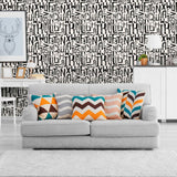 Black and White Art Deco Themed Peel and Stick Removable Wallpaper