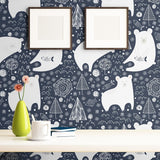 Blue and White Animals Baby Peel and Stick Removable Wallpaper