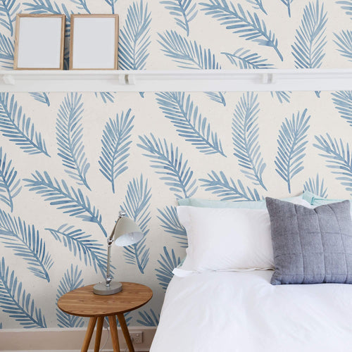 Blue Botanical Floral Peel and Stick Removable Wallpaper 8267