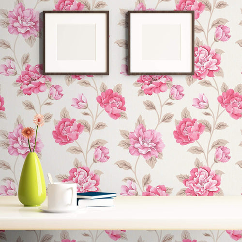 Beige Exotic Floral Peel and Stick Removable Wallpaper
