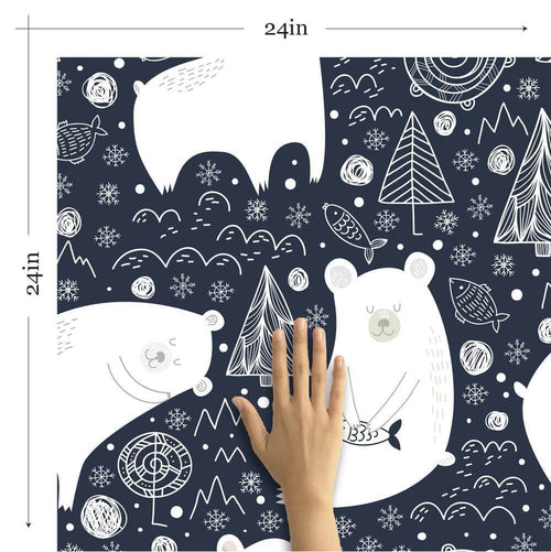 Blue and White Animals Baby Peel and Stick Removable Wallpaper