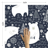 Blue and White Animals Baby Peel and Stick Removable Wallpaper