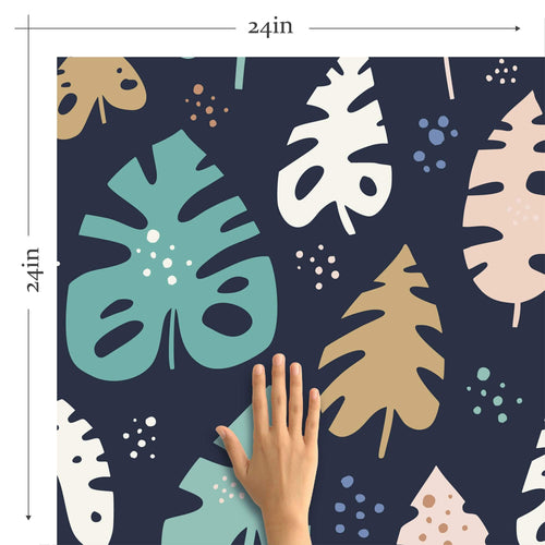 Blue Botanical Floral Peel and Stick Removable Wallpaper