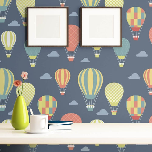 Blue and Yellow Balloons Baby Peel and Stick Removable Wallpaper