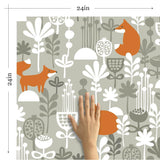 Beige and White Animals Baby Peel and Stick Removable Wallpaper