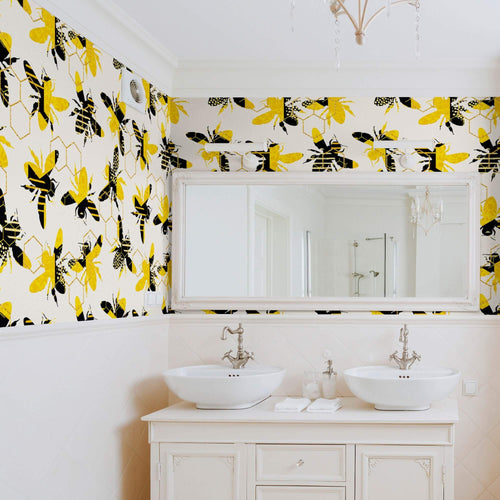 Black and Gold Animal Peel and Stick Removable Wallpaper