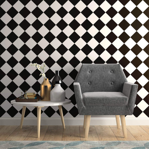Black and White Checkered Peel and Stick Removable Wallpaper
