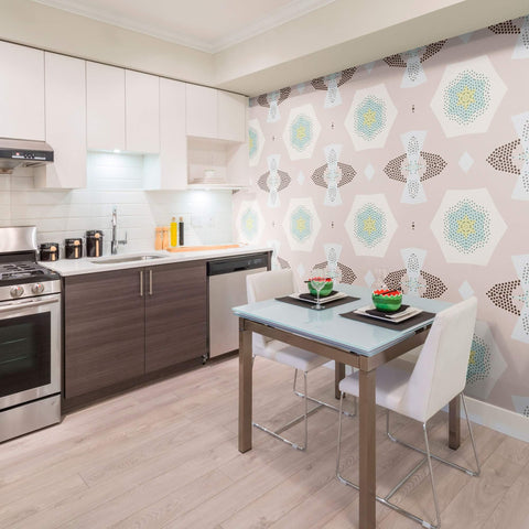 Beige Geometric Tile Adhesive Peel and Stick Removable Wallpaper