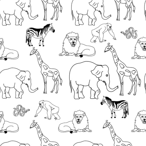 Black and White Animals Children Peel and Stick Removable Wallpaper
